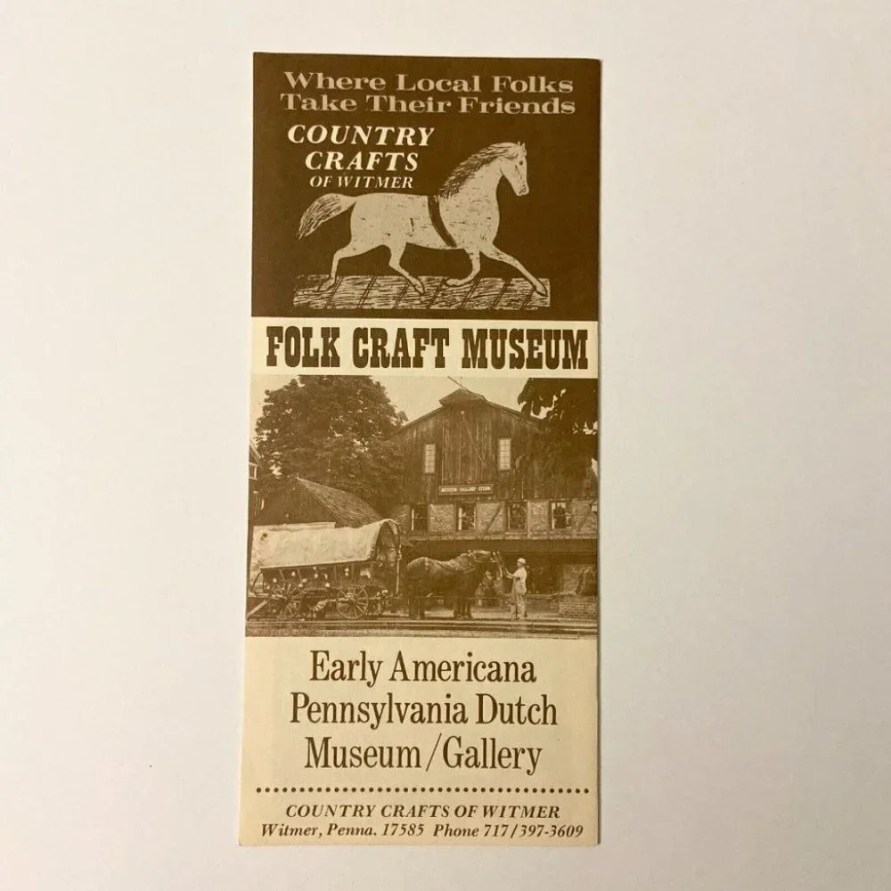 Vintage Folk Craft Museum Pennsylvania Dutch Gallery Travel Brochure Americana